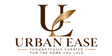 Urban Ease logo with UE monogram and tagline on transparent background